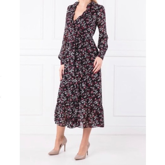 botanical georgette wrap dress